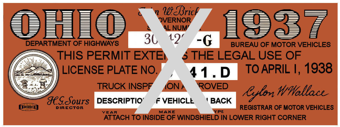 (image for) 1937 Ohio Truck Inspection Registration sticker